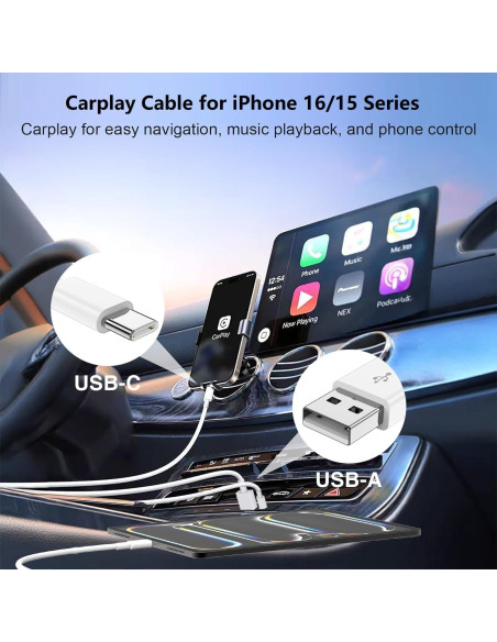 Cargador de coche USB-C 40W con 2 cables para iPhone y Samsung Cargador de coche USB-C 40W con 2 cables para iPhone y Samsung