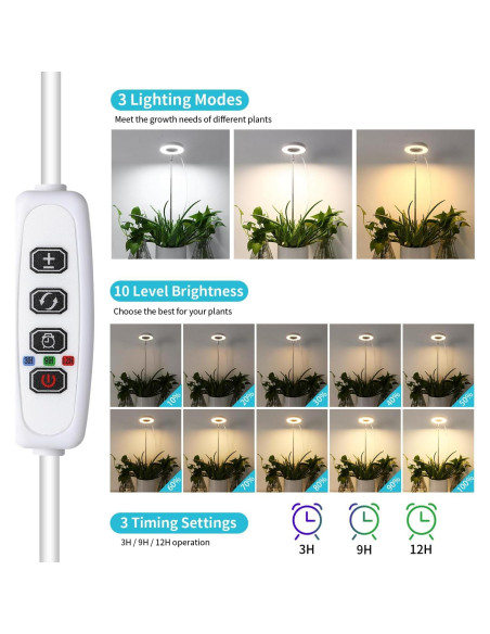Luz de Crecimiento LED Hywyimlait 48 LEDs Espectro Completo Luz de Crecimiento LED Hywyimlait 48 LEDs Espectro Completo