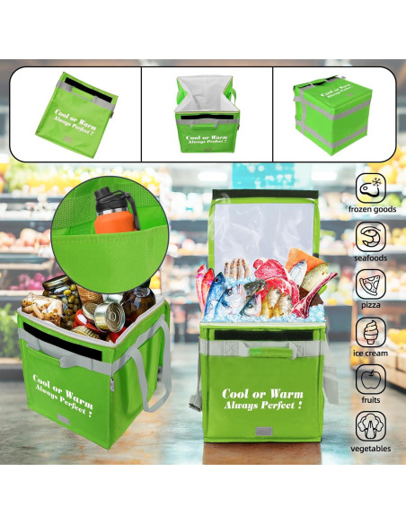 Bolsa de Compras Aislada SKvoen 27L Verde Neón Plegable Bolsa de Compras Aislada SKvoen 27L Verde Neón Plegable