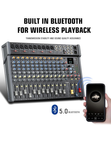 Mezclador de Audio T162-FX 18 Canales Bluetooth 99 Efectos