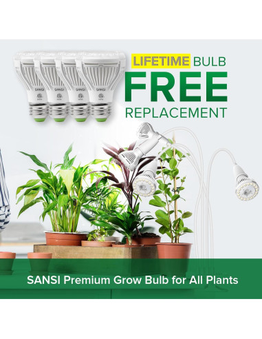 Luz LED de Cultivo SANSI 40W con Brazo Flexible y Espectro Completo