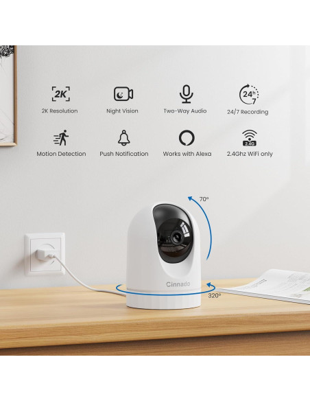 Cámara de Seguridad Interior Cinnado D1 2K WiFi 360 Cámara de Seguridad Interior Cinnado D1 2K WiFi 360