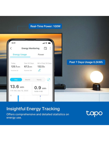 Enchufe Inteligente TP-Link Tapo P115 4-Pack Wi-Fi 15A Enchufe Inteligente TP-Link Tapo P115 4-Pack Wi-Fi 15A