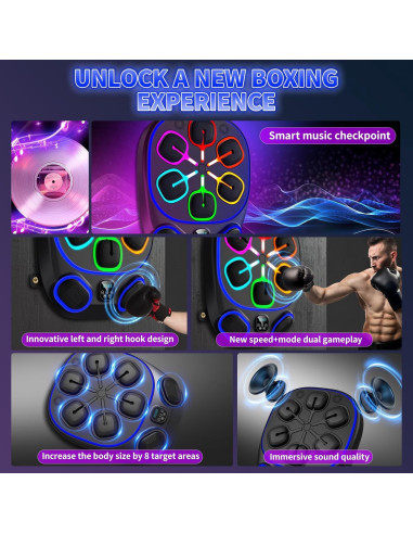 Máquina de Boxeo Musical SEMBOVI 60.96 cm con Bluetooth y Guantes