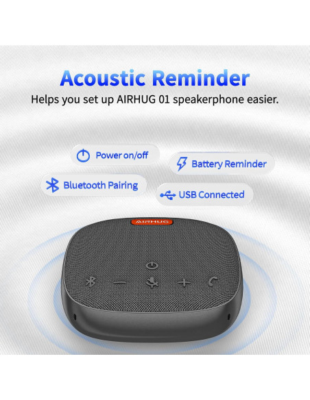 Altavoz y Micrófono AIRHUG 01 Bluetooth 360 USB-C para Conferencias Altavoz y Micrófono AIRHUG 01 Bluetooth 360 USB-C para Conferencias