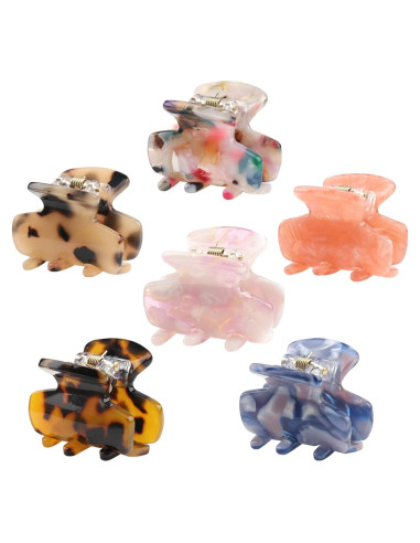 6 Clips de Garra para el Cabello Messen Mini Estampado Leopardo