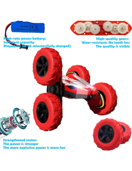 Coche RC Acrobático Threeking Rojo Doble Cara 0.35 kg Coche RC Acrobático Threeking Rojo Doble Cara 0.35 kg