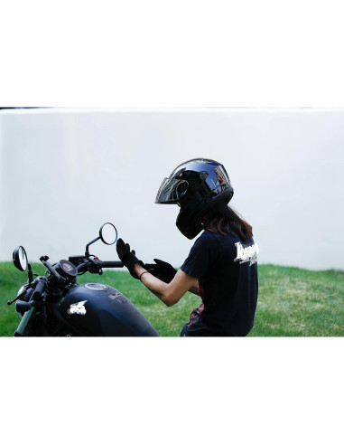 Casco TCMT Off-Road Negro Brillante con Visera Solar