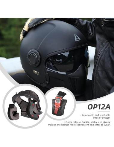 Casco de Motocicleta TRIANGLE OP12A Doble Visor Negro S