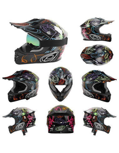 Casco Integral TCT-MOTORPARTS para Niños X-Large Negro Graffiti