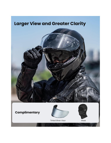 Casco ILM Fibra de Carbono 861C Doble Visor XXL
