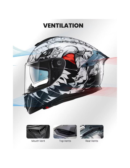 Casco Integral ILM 861A Doble Visera Grande Blanco Casco Integral ILM 861A Doble Visera Grande Blanco