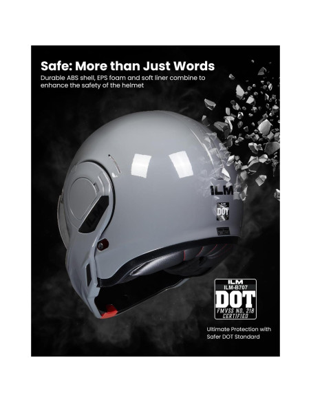 Casco Modular ILM B707 Vintage Gris L con Doble Visera Casco Modular ILM B707 Vintage Gris L con Doble Visera