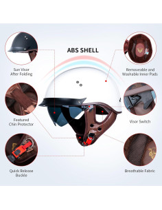 Casco de motocicleta JQF Gear MM107 Retro Mediano Blanco 2