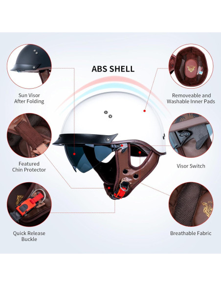 Casco de motocicleta JQF Gear MM107 Retro Mediano Blanco Casco de motocicleta JQF Gear MM107 Retro Mediano Blanco