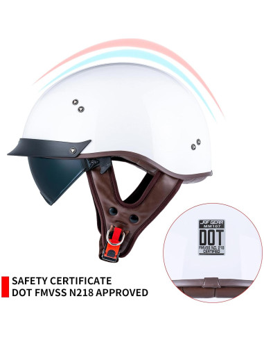 Casco de motocicleta JQF Gear MM107 Retro Mediano Blanco