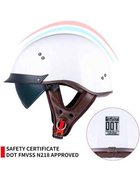 Casco de motocicleta JQF Gear MM107 Retro Mediano Blanco Casco de motocicleta JQF Gear MM107 Retro Mediano Blanco