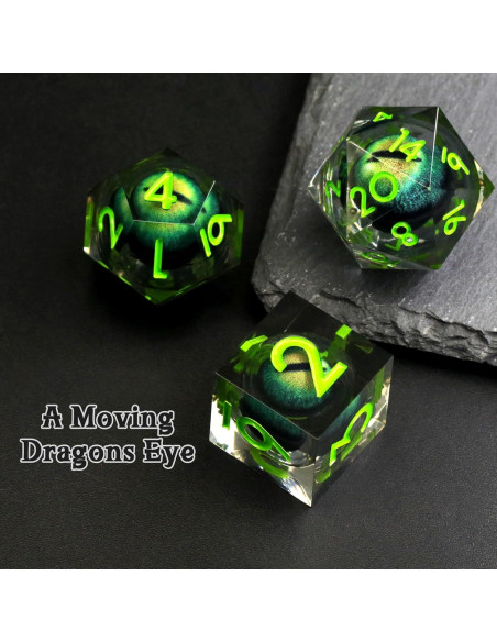 Set de 7 Dados Poliedros Dragon Eye FONVGOGO Verde Set de 7 Dados Poliedros Dragon Eye FONVGOGO Verde