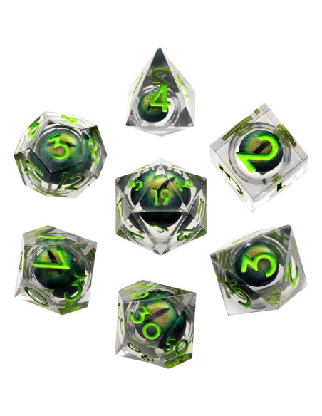 Set de 7 Dados Poliedros Dragon Eye FONVGOGO Verde Set de 7 Dados Poliedros Dragon Eye FONVGOGO Verde