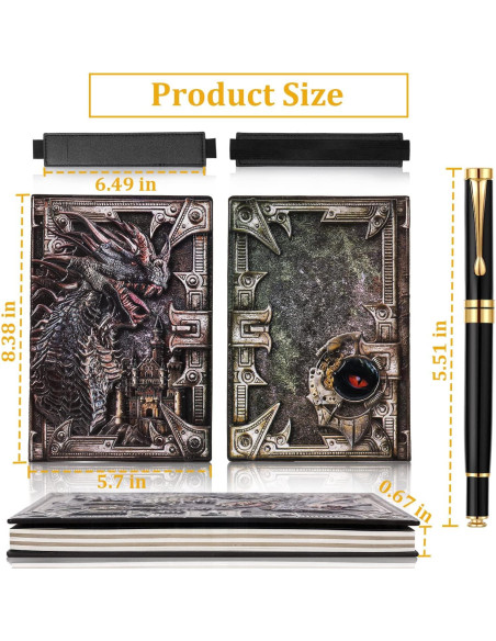 Cuaderno A5 de Cuero FEIDIAO Dragón Vintage con Bolígrafo Cuaderno A5 de Cuero FEIDIAO Dragón Vintage con Bolígrafo