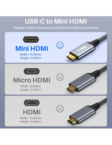 Cable USB C a Mini HDMI LDLrui 1.0M 4K 60Hz Unidireccional