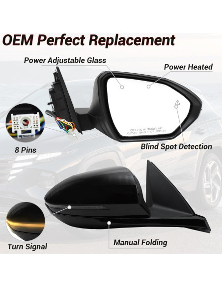 Espejo Retrovisor Lateral Derecho Revworth Hyundai Tucson 2022-2024 Espejo Retrovisor Lateral Derecho Revworth Hyundai Tucson 2022-2024