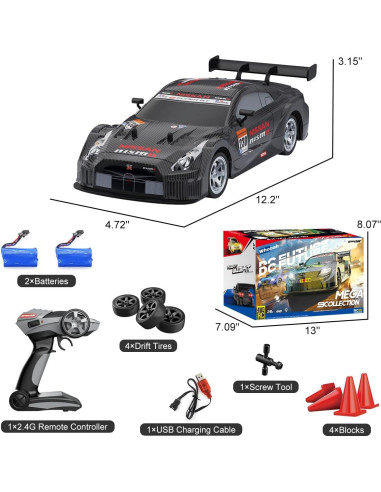 Coche RC Drift Dollox 1/16 4WD 30+ KM/H con Luces LED