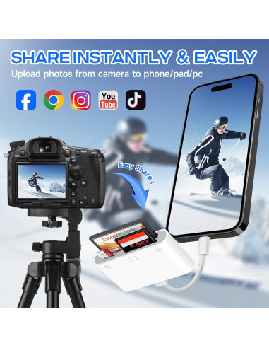 Lector de Tarjetas SD USB C MTIQHS 3 en 1 para iPhone y iPad