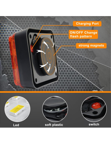 Luces Estroboscópicas Recargables ADAURIS Ámbar 12W Impermeables