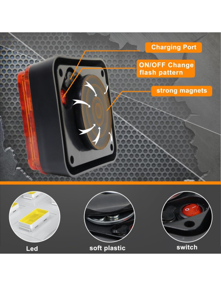 Luces Estroboscópicas Recargables ADAURIS Ámbar 12W Impermeables Luces Estroboscópicas Recargables ADAURIS Ámbar 12W Impermeables