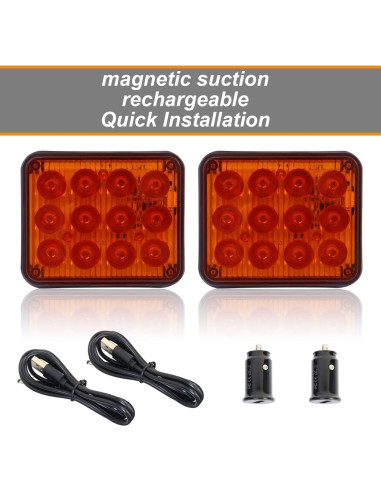 Luces Estroboscópicas Recargables ADAURIS Ámbar 12W Impermeables