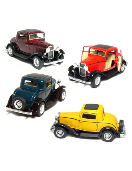 Modelo Ford 3-Window Coupe 1932 KiNSMART 1:34 Metal Verde Rojo Modelo Ford 3-Window Coupe 1932 KiNSMART 1:34 Metal Verde Rojo