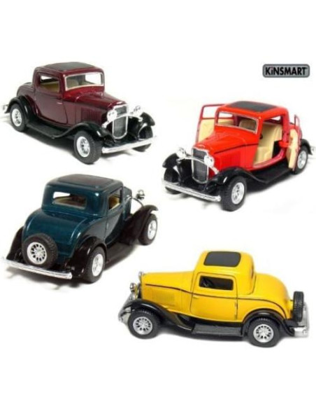 Modelo Ford 3-Window Coupe 1932 KiNSMART 1:34 Metal Verde Rojo Modelo Ford 3-Window Coupe 1932 KiNSMART 1:34 Metal Verde Rojo