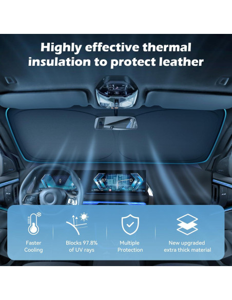 Protector Solar Parabrisas Coche QUANQIUFEI Ajuste Universal 140x79 cm Protector Solar Parabrisas Coche QUANQIUFEI Ajuste Universal 140x79 cm