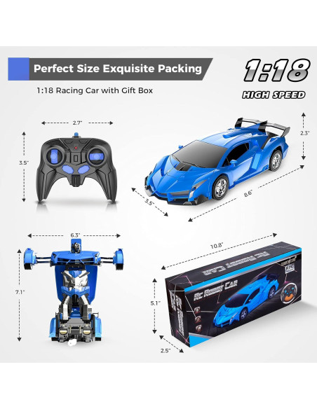 Coche RC Desuccus Transformador 1:18 360 Deriva Azul Coche RC Desuccus Transformador 1:18 360 Deriva Azul