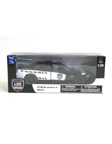 Dodge Charger Pursuit Policía Diecast 1:24 Newray Negro