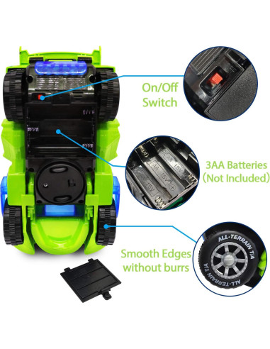 Coche Dinosaurio LED AMENON 2 en 1 Transformador 20 cm