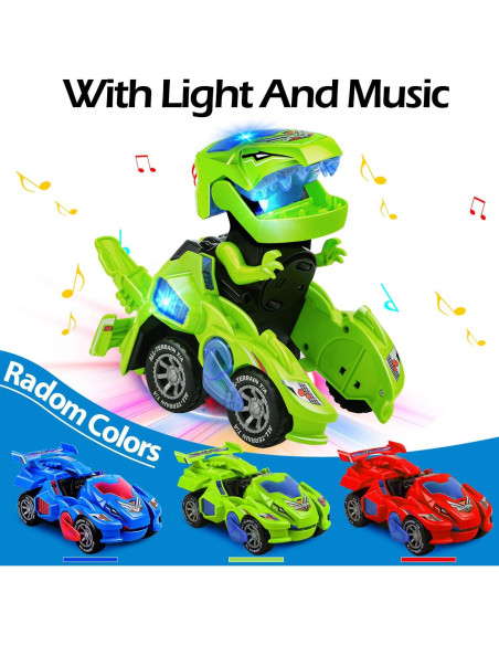 Coche Dinosaurio LED AMENON 2 en 1 Transformador 20 cm Coche Dinosaurio LED AMENON 2 en 1 Transformador 20 cm