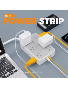 Regleta de Protección TESSAN 12 Salidas AC 4 USB 5FT Gris 2