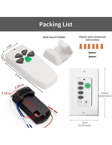Control Remoto para Ventilador de Techo Nexete BY06 con Regulador de Luz