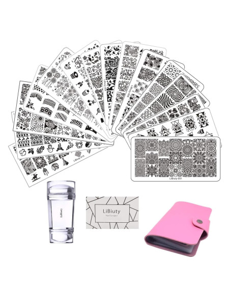 Conjunto de Estampado de Uñas 15 Placas + Estampador + Raspador Conjunto de Estampado de Uñas 15 Placas + Estampador + Raspador