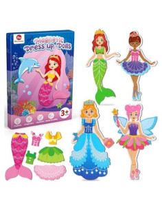 Muñecas Magnéticas para Vestir Mocoosy - Princesa, Sirena, Hada, Bailarina - Juego de Viaje