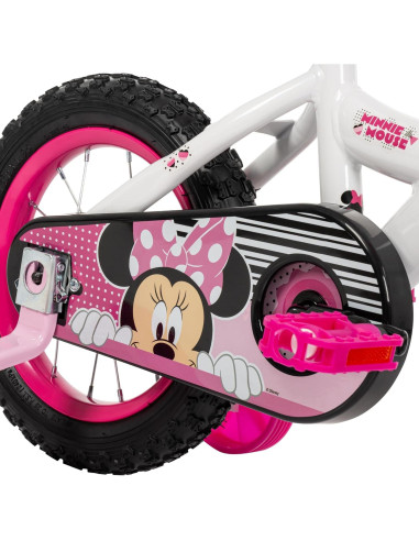 Bicicleta para Niñas Huffy 12" Minnie Mouse Rosa con Ruedas de Entrenamiento