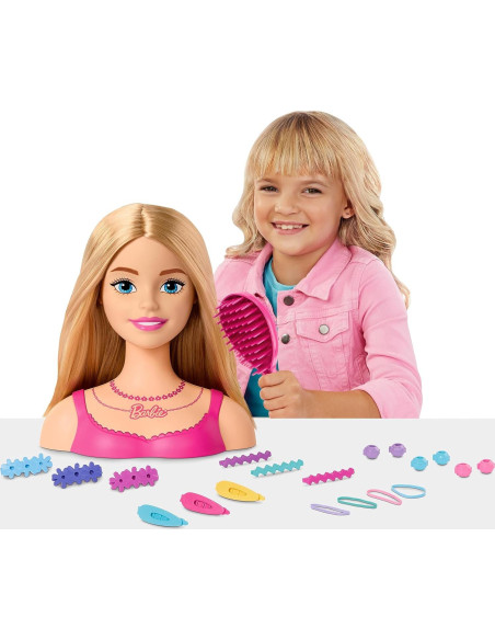 Cabeza de Estilo Barbie Rubia con 20 Accesorios Coloridos Cabeza de Estilo Barbie Rubia con 20 Accesorios Coloridos