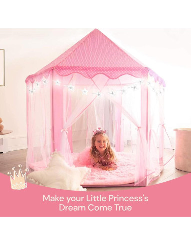 Carpa de Princesa PLAYBEA 140x140x135 cm con Luces LED
