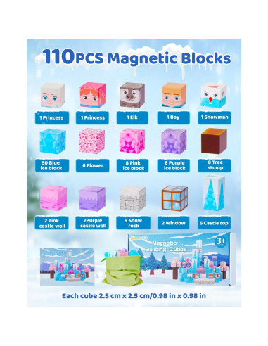 Bloques Magnéticos Gleamkid 110 Piezas Princesa Mágica 3-9 Años