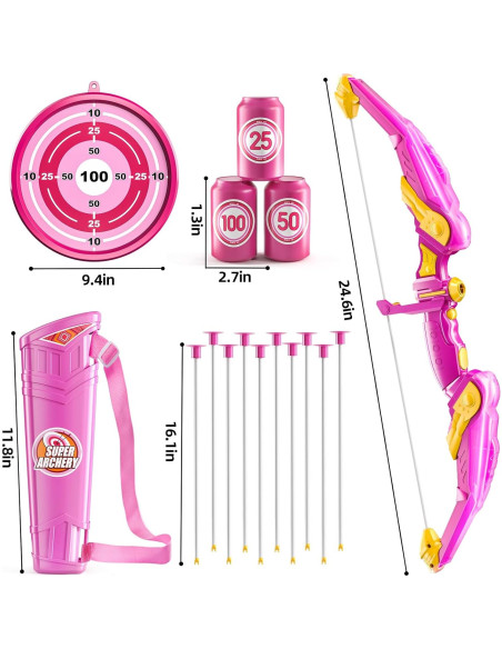 Juego de Arco y Flecha NIPLOOOW con Luces LED y 10 Flechas Juego de Arco y Flecha NIPLOOOW con Luces LED y 10 Flechas