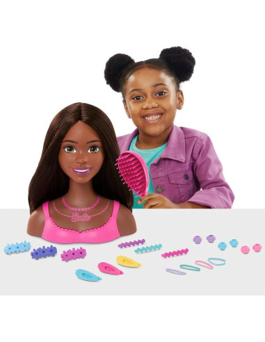 Cabeza de Estilo de Muñeca Barbie Marrón con 20 Accesorios