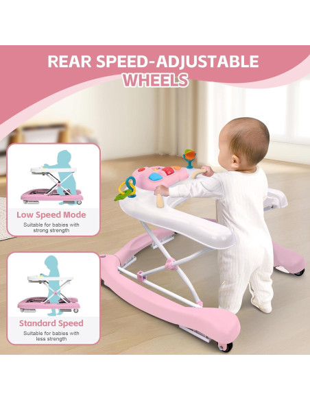 Andador Plegable 5-en-1 para Bebés Rosa - Centro de Actividades Andador Plegable 5-en-1 para Bebés Rosa - Centro de Actividades