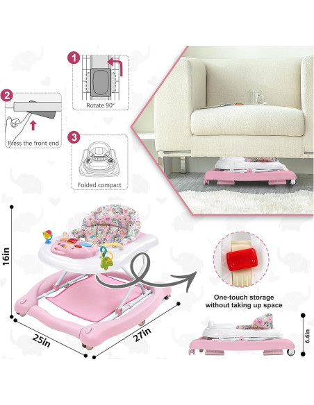 Andador Plegable 5-en-1 para Bebés Rosa - Centro de Actividades Andador Plegable 5-en-1 para Bebés Rosa - Centro de Actividades